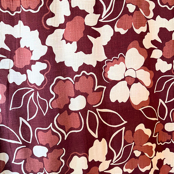 Tecido Viscose com Elastano Estampada - Floral Grande Marsala - 1,50m de Largura