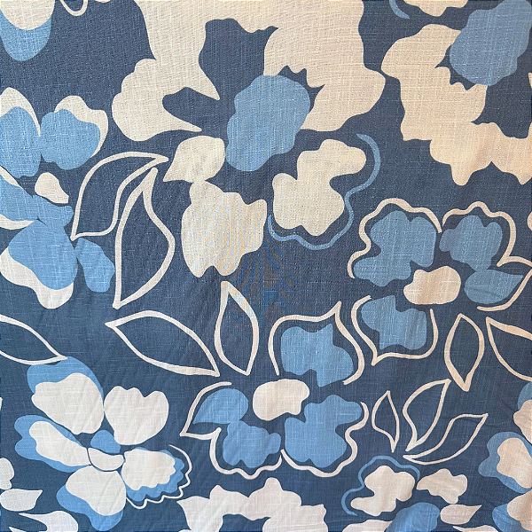 Tecido Viscose com Elastano Estampada - Floral Grande Azul - 1,50m de Largura