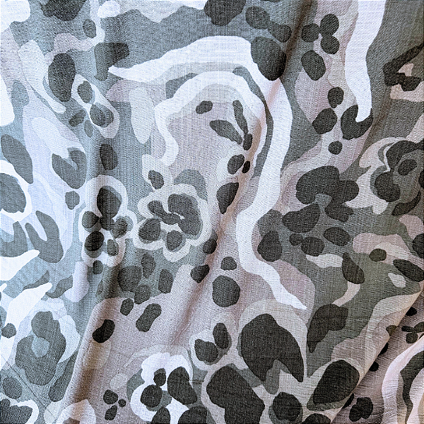 Tecido Viscose com Elastano Estampada - Pincelada Cinza - 1,50m de Largura