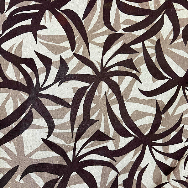 Tecido Viscose com Elastano Estampada - Samambaia Cinza - 1,50m de Largura