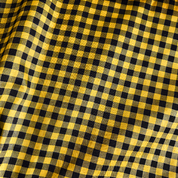 Tricoline Estampado - Xadrez Amarelo e Preto 7mm - 100% Poliéster - 1,50m de Largura