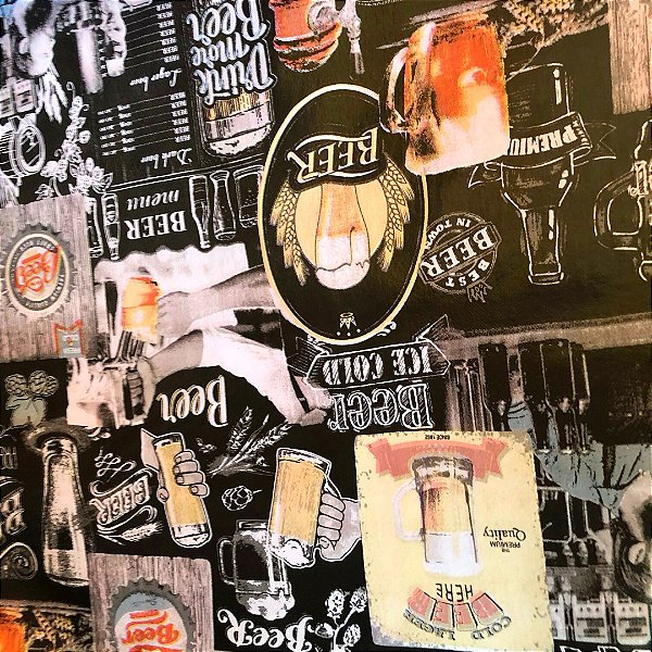 Plástico Térmico Estampado - Cerveja Amarelo