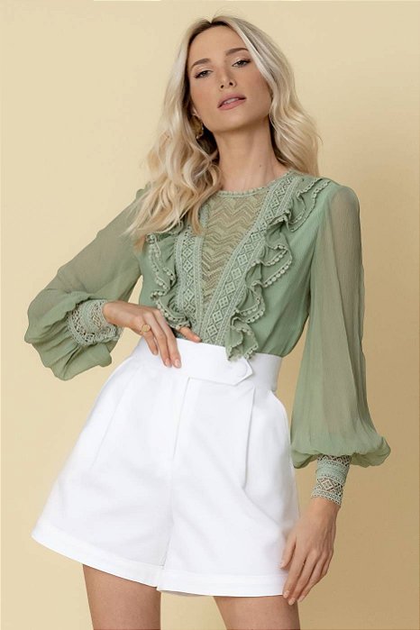 Blusa De Seda Isa - VERDE CLARO