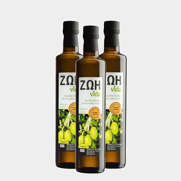 Kit 3 Azeites de Oliva Extra Virgem Grego Zoh Vida 500ml