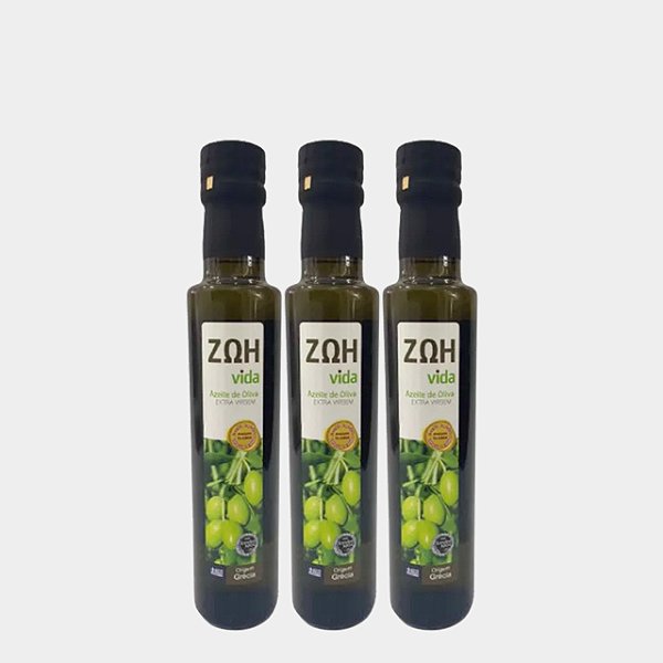 Kit 3 Azeites de Oliva Extra Virgem Grego Zoh Vida 250ml