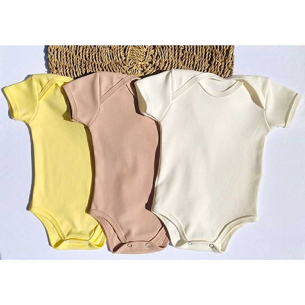 DUPLICADO - KIT 3 BODY BEBE UNISSEX SUEDINE 100% ALGODÃO