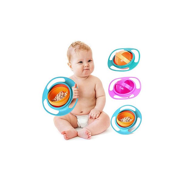 Prato Mágico Infantil Bebê Giratório 360º Alimento Não Cai