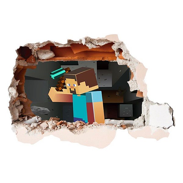 Adesivo buraco de pared 3D do Minecraft