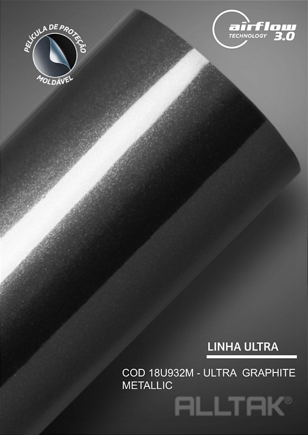 Adesivo envelopamento Graphite Metallic ( Largura do rolo - 1,38m ) - VENDA POR METRO
