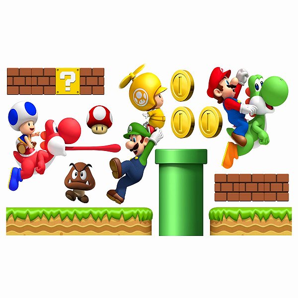 Adesivo Recortado - Cenário Super Mario Bros (2m x 1m)