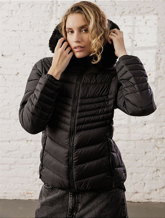 Jaqueta  Puffer Feminina Capuz Removivel  Original