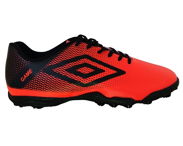 Chuteira Umbro Game Society Coral e Preta