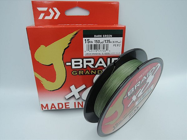 Linha Multifilamento Daiwa J-Braid X8 Dark Green- 15lb - 135m (0.19mm)