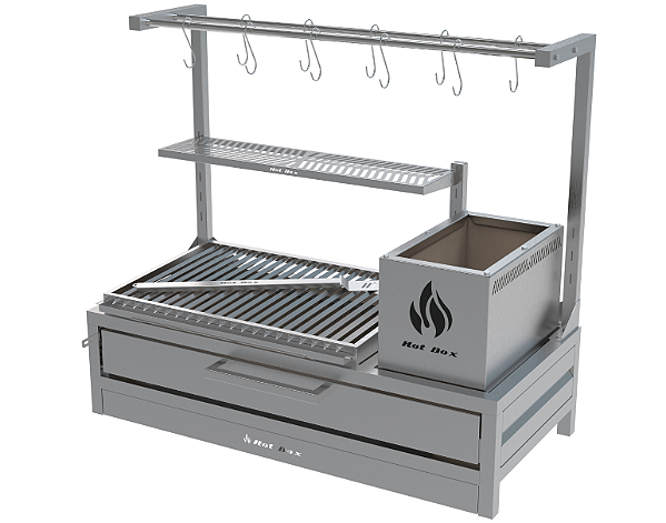 Parrilla Residencial Premium INOX 304 - Bancada 97 x 45cm - Com Tendal