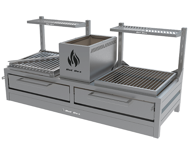Parrilla Dupla Residencial Premium INOX 304 - Bancada 118 x 45cm