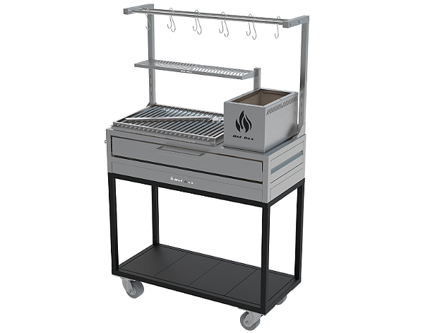 Parrilla Residencial Premium INOX 304 Com Carrinho 97 x 45cm - Com Tendal