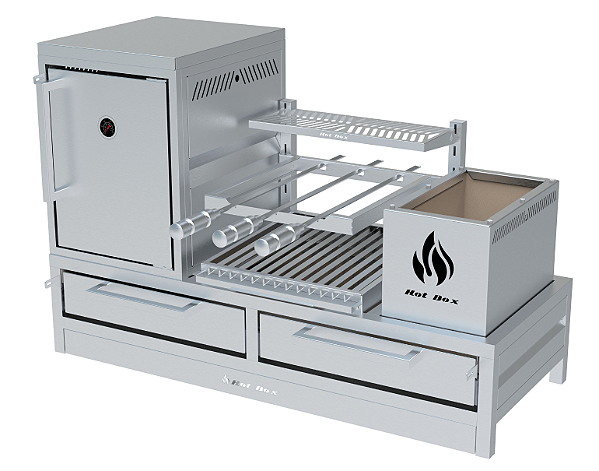Parrilla Residencial Premium INOX 304 - Bancada 112 x 45cm - Com Forno