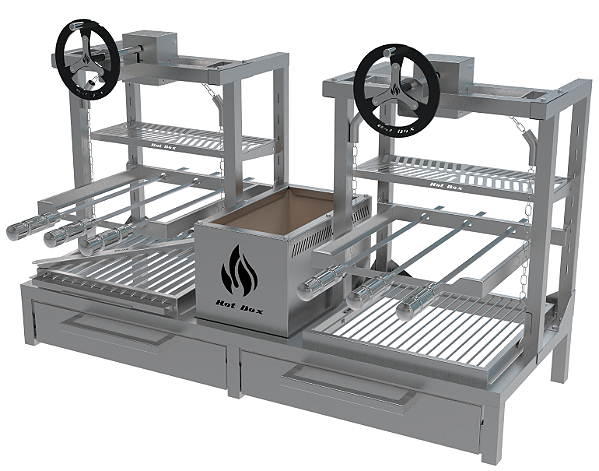 Parrilla Residencial Premium Dupla INOX 304 - Para Alvenaria 118 x 45cm