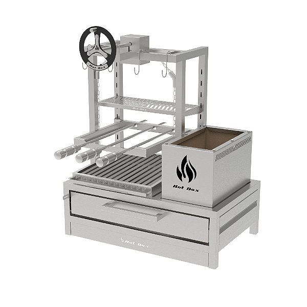 Parrilla Residencial Premium INOX 304 - 74X45 Bancada com Volante