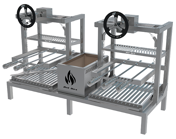 Parrilla Residencial Premium Dupla INOX 304 - de Alvenaria com Volante 118 x 45cm