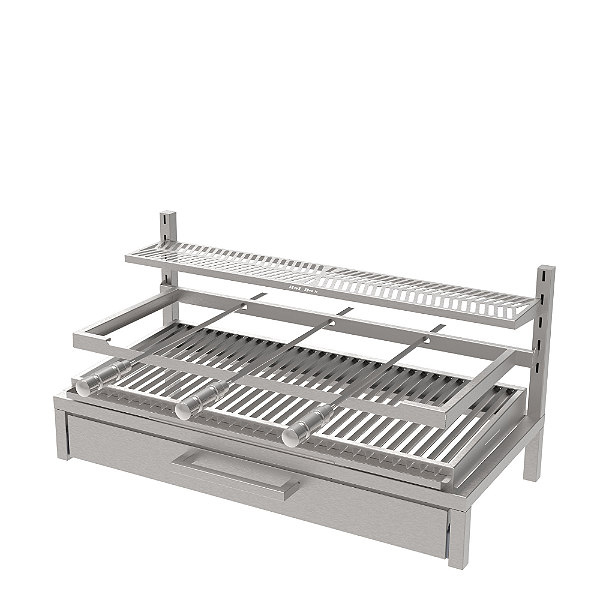 Churrasqueira Parrilla Residencial Premium INOX 304 - Alvenaria 97 x 45cm