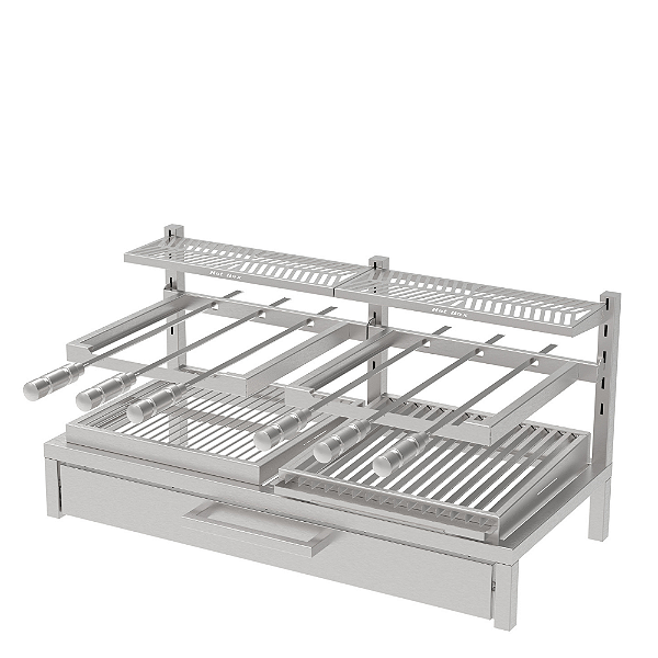 Churrasqueira Parrilla Residencial Premium INOX 304 - Alvenaria 97 x 45cm