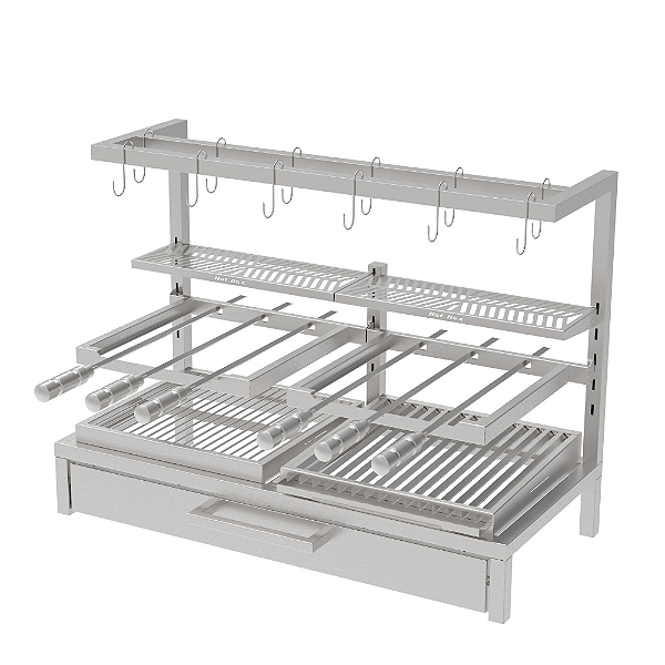 Churrasqueira Parrilla Premium INOX 304 97x45cm – Alvenaria com Tendal