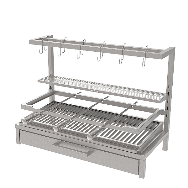 Churrasqueira Parrilla Premium INOX 304 97x45cm – Alvenaria com Tendal