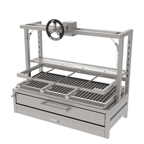 Parrilla Residencial Premium INOX 304 - Bancada 97 x 45cm Com Volante