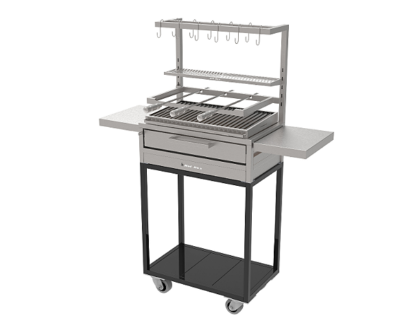 Parrilla Residencial Premium INOX 304 - Carrinho Com Tendal 74 x 45cm