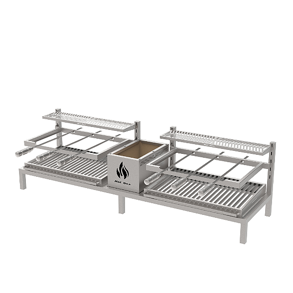 Parrilla Residencial Premium Dupla INOX 304 - Alvenaria 165 x 45cm