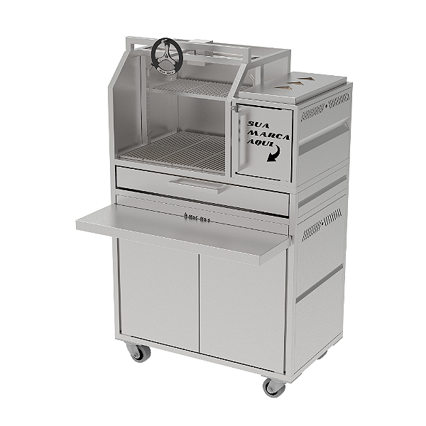 Parrilla Profissional Em INOX 304 Com Carrinho e Fechamento