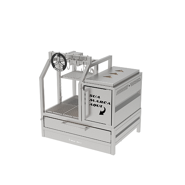 Parrilla Profissional de Bancada Premium 80cm OU 100cm, 1 Volante e Carenada - INOX 304