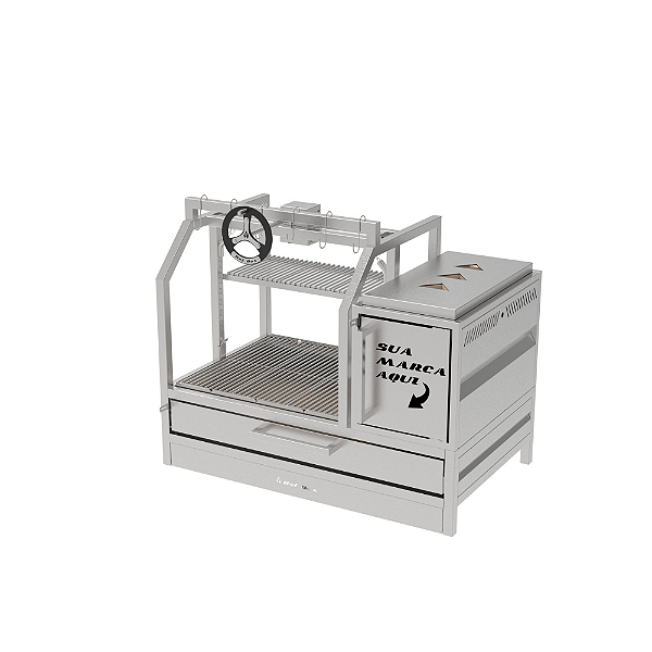 Parrilla Profissional de Bancada Premium 80cm OU 100cm, 1 Volante e Carenada - INOX 304