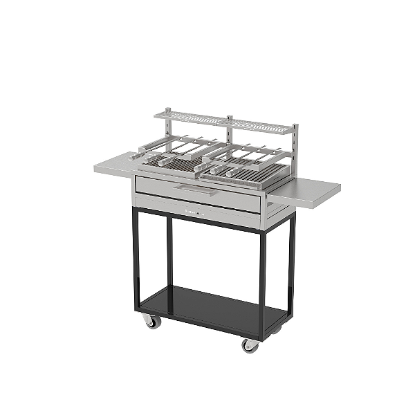 Parrilla Residencial Premium Dupla INOX 304 - Carrinho 97 x 45cm