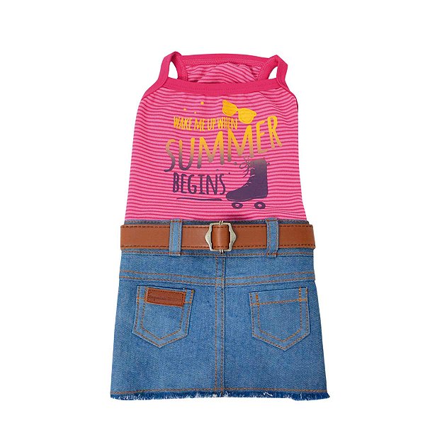 Vestido Roupinha Pet Cachorro Jeans Summer Rosa Emporium Distripet