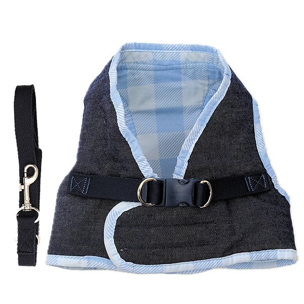 Coleira Pet Peitoral Colete Para Cachorro Jeans Emporium Azul