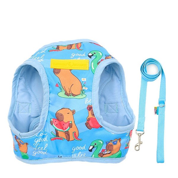 Coleira Peitoral Colete Para Pet Cachorro Capivara Azul Emporium Distripet