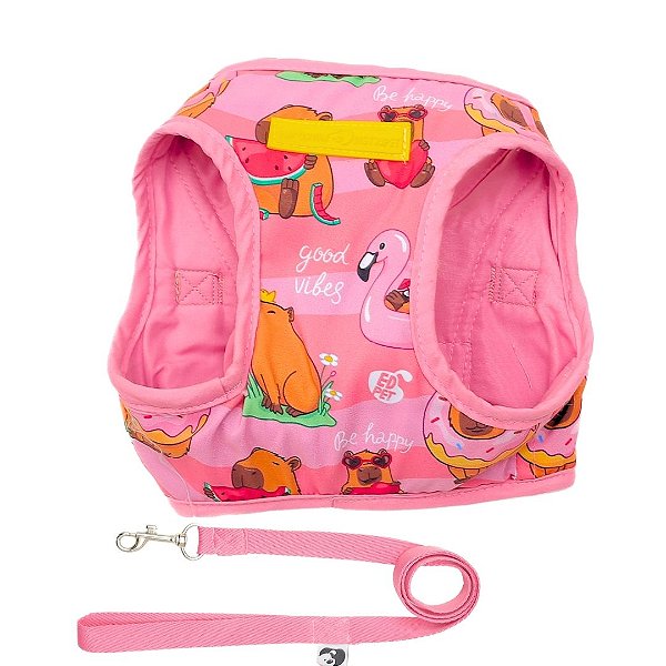 Coleira Peitoral Colete Para Pet Cachorro Capivara Rosa Emporium Distripet