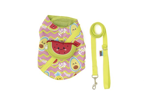 Coleira Peitoral Fruits Rosa Para Pet Cachorro Emporium Distripet