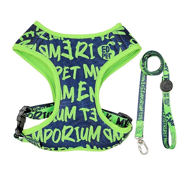 Coleira Peitoral Para Pet Cachorro Fashion Verde Emporium Distripet