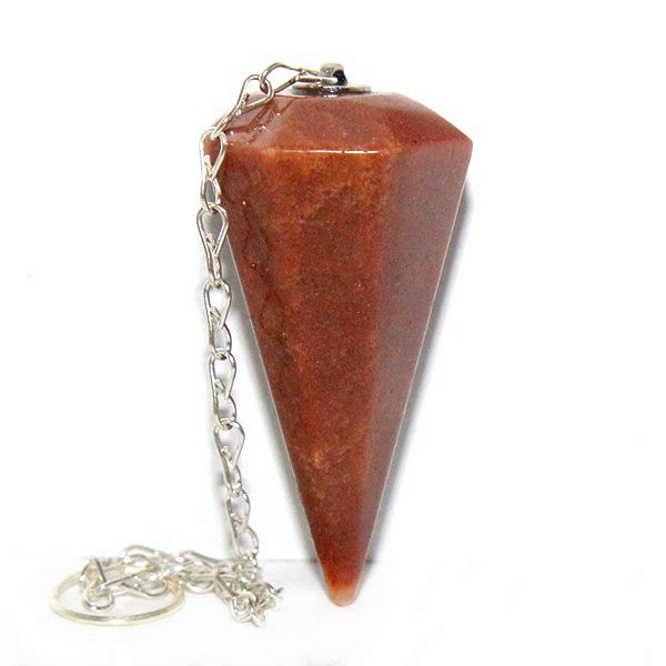 Pêndulo Quartzo Vermelho Pedra Natural Lapidação Facetado