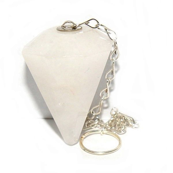 Pendulo Facetado Quartzo Branco Pedra para Radiestesia