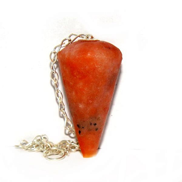 Pêndulo Pedra Calcita Laranja Natural Lapidação Facetado