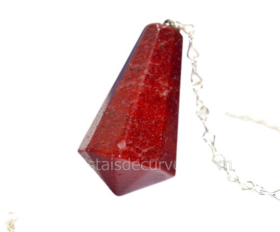 Pêndulo Pedra Quartzo Vermelho Piramidal Lapidado Invertido