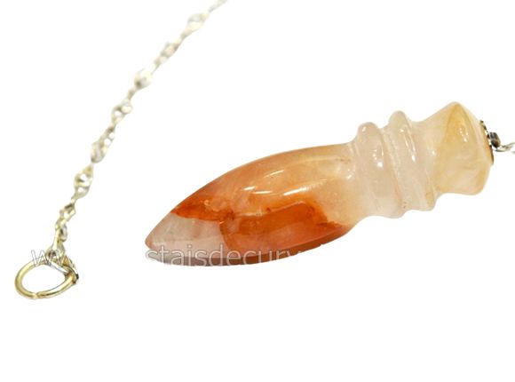 Pêndulo Pedra Hematoide Amarelo Natural Lapidação Egípcio