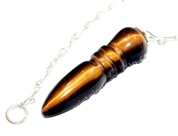 Pêndulo Olho de Tigre Pedra Natural Lapidação Egípcio