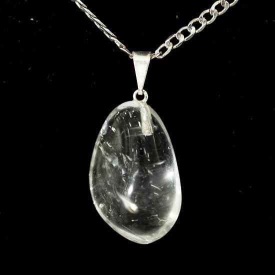 Colar Pedrinha Cristal Natural Rolado Pino Prateado