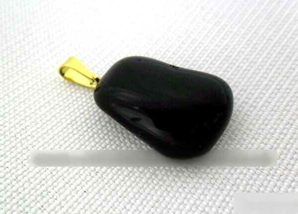 Colar Pedra Natural Turmalina Preta Pino Dourado
