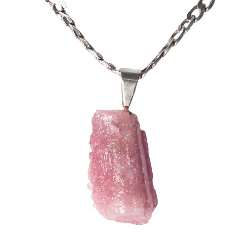 Colar Canudo Turmalina Vermelha Pedra Bruto Prata 950